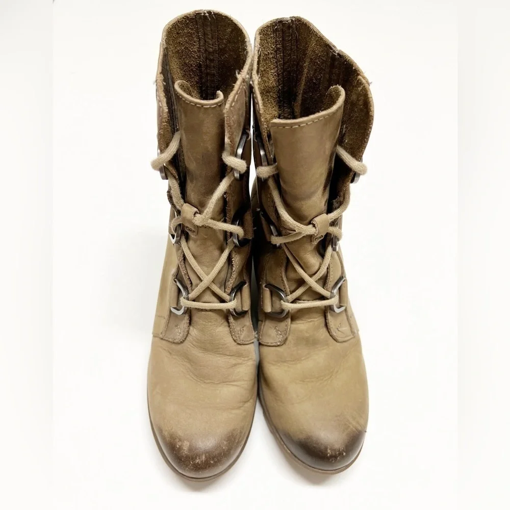 Sorel Womens Ash Brown Tan Joan of Arctic Wedge II Lace Up Leather Boot Sz 8.5